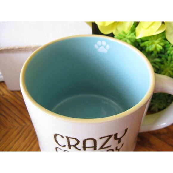 New XL Crazy Cat Lady Cream w/ Blue Interior Fun Ceramic Coffee Tea Mug Cup 16oz - Picture 4 of 9